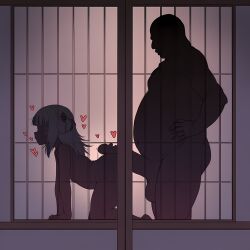 1boy 1girls ai_generated all_fours bald behind_door big_cock big_penis erect_penis erection fat_male female gawr_gura heart_symbol hololive hololive_english huge_cock imminent_penetration imminent_sex large_penis long_penis male penis penis_shadow self_upload silhouette size_difference smaller_female taller_male upscaled virtual_youtuber