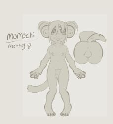 anal bubble_butt cub cute cute_eyes cute_face feet femboy furry male male_cub male_only monkey reference_sheet sketch small_balls small_penis smaller_male twintails