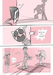 2025 2d 2d_(artwork) comic drinking exercise_clothing exercise_mat exercising gangle_(the_amazing_digital_circus) jax_(the_amazing_digital_circus) jizoku kneeling one_page_comic patreon_url pomni_(the_amazing_digital_circus) question_mark shadow sweatband tadc tagme the_amazing_digital_circus working_out workout workout_clothes workout_clothing