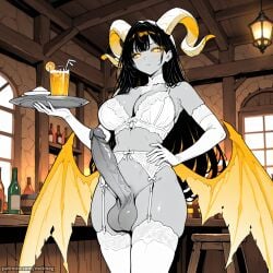 ai_generated big_balls big_cock big_penis black_hair bra demon_wings dickgirl dickgirl_focus dickgirl_only drinks erection female female_focus futa_focus futa_only futanari futanari_focus futanari_only garter_belt garter_straps girl girl_focus girl_only gloves glowing_eyes goat_horns gray_skinned_female grey_skin holding_plate huge_balls huge_cock intersex intersex_focus intersex_only lace_bra lace_garter_belt lace_garter_straps lace_gloves lace_lingerie lace_stockings large_balls large_cock large_penis lingerie long_hair meimeg monster_girl oc original_character plate solo_dickgirl solo_female solo_futa solo_futanari solo_girl solo_intersex standing stockings succubus succubus_horns succubus_wings tavern tavern_background tavern_wench waitress white_bra white_garter_belt white_garter_straps white_gloves white_lingerie white_stockings wings yellow_eyes yellow_horn yellow_horns yellow_wings