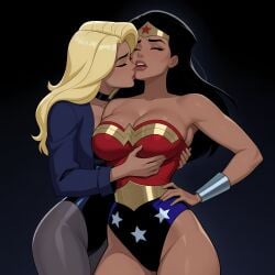 2girls ai_generated amazon arm_at_side armpits bangs bare_arms bare_legs bare_shoulders big_breasts birds_of_prey black_background black_canary black_canary_(dcau) black_choker black_hair black_leotard blonde_female blonde_hair blue_jacket blue_leotard bracer breasts choker cleavage closed_eyes collarbone couple dc dc_comics dcau diana_prince dinah_lance duo female/female female_moaning female_only friends gold_jewelry gradient gradient_background green_arrow_(series) grey_legwear grey_pantyhose hand_on_hip heroine highleg highleg_leotard hugging jacket jewelry justice_league justice_league_unlimited kissing kissing_chin legs legwear leotard lips lipstick long_hair long_sleeves love makeup moaning moaning_in_pleasure mound_of_venus multicolored_clothing multicolored_leotard multiple_females multiple_girls mutual_yuri neck open_clothes open_jacket open_mouth pantyhose parted_bangs pink_lipstick red_leotard romantic romantic_couple round_teeth sghero1234 silver_bracer silver_jewelry standing star star_(symbol) star_print straight_hair strapless strapless_leotard superhero_costume superheroine teeth themysciran thick_thighs thighs tiara two-tone_leotard upper_teeth upper_teeth_only wonder_woman wonder_woman_(series) yuri