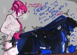 another_cup ass bent_over bent_over_table big_ass big_butt black-skinned_female black_body black_skin blush blushing_female brat_taming bratty bratty_correction bratty_submissive bunnycat_(producer) colitowo09 defeated dialogue dominant_female domination_loss duo english_text fat_ass fat_butt female_in_suit female_only fucked fucked_from_behind fucked_into_submission glasses hair_pull hair_pulling hate_sex hatsune_miku hatsune_miku_(another_cup) height_difference instant_loss kasane_teto kasane_teto_(another_cup) larger_female long_hair masculine_female muscular muscular_female mv_character older_female pale-skinned_female pale_skin secretly_loves_it shorter_female size_difference small_dom_big_sub small_top_big_bottom smaller_female strap-on strap-on_sex strapon submissive_female suit suit_and_tie table table_sex taller_female thick_ass thick_butt tie torn_clothes torn_clothing utau vocaloid younger_female yuri