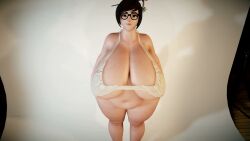 1girls 3d bbw belly belly_wobble black_hair brown_hair chubby chubby_female curvy fat gigantic_breasts glasses longer_than_10_seconds looking_at_viewer mei_(overwatch) mp4 navel overwatch overweight plump short_hair stomach superdougie tagme thick thick_thighs twitter_link video virt-a-mate virtamate