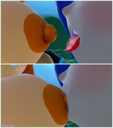 2girls blender blender_eevee breast_sucking comic_panel female glitch_productions good_saucer imminent_breast_sucking in_heat meggy_spletzer render smg4 sucking_breasts sucking_nipple tagme tari_(smg4) tongue_out twitter_link twitter_username underwater youtube yuri