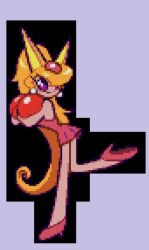 bug bug_girl cute heels katy_the_butterfly long_hair long_legs orange_hair red_dress red_entertainment sega sega_saturn smile sprite tempo_(game) tiara winking_at_viewer