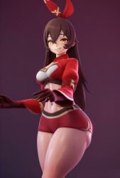 3d abs ai_generated amber_(genshin_impact) animated ass_focus ass_shake big_ass brown_hair from_behind genshin_impact hair_ribbon hoyoverse huge_ass long_hair midriff mihoyo naughty_face navel shorts smile tagme thick_thighs thighs twerking video wide_hips yellow_eyes