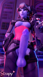 1futa 3d alternate_costume areolae balls big_penis blender breasts dickgirl erection futa futa_only futanari huge_cock intersex nipples noire_widowmaker overwatch penis purple_skin solo solo_futa strapy testicles widowmaker