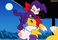 1boy ai_assisted ai_generated deepthroat defeated digimon dlewdedai face_fucking female femsub impmon renamon small_but_hung small_dom_big_sub