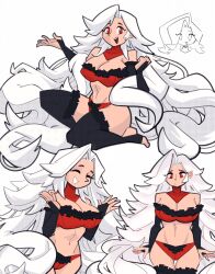 big_boobs big_breasts boobs breasts cleavage hips hips_wider_than_shoulders kap_o large_boobs large_breasts lingerie lingerie_bra lingerie_only misty_(kap_o) multiple_poses multiple_views oc original original_character red_lingerie revealing_clothes smile smile_at_viewer smiling smiling_at_viewer tagme thick_hips thick_thighs thighhighs thighs thighs_together very_long_hair white_hair wide_hips