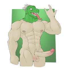 balls bara big_penis boner dorohedoro erection for_a_head kaiman lizard male male_only muscles muscular nude penis solo solo_male spicyminty tongue_out