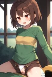 ai_generated chara cowgirl_position panties_aside sex undertale
