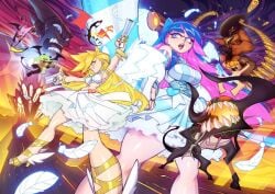 angel black_hair blonde_hair blue_eyes breasts briefers_rock garterbelt_(psg) gofa gun huge_cock large_breasts long_hair nude orange_hair panty_&_stocking_with_garterbelt panty_anarchy penis pink_hair purple_hair stocking_anarchy sword testicles two_tone_hair voluptuous wide_hips wings