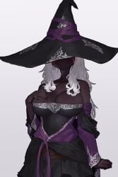 1girls big_breasts breasts busty cleavage clothed ekrea_jan elden_ring elden_ring_nightreign female female_only fully_clothed hat huge_breasts large_breasts milf recluse_(nightreign) white witch witch_hat