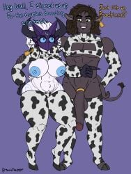 2021 absurd_res accessory animal_print animal_print_thigh_highs anthro areola artist_name balls big_balls big_breasts big_penis black_body black_penis blue_areola blue_eyes blue_markings blue_nipples blue_sclera bottomless bottomless_anthro bottomless_male bovid bovine breasts brown_hair bull_(giegues) caprine cattle clothed clothing cloven_hooves cock_ring colored cow_print cow_print_armwear cow_print_panties cow_print_thigh_highs cow_print_topwear crybabytomix dialogue digital_drawing_(artwork) digital_media_(artwork) duo ear_piercing ear_tag english_text exposed_breasts eyebrows fake_horns female female_anthro floppy_ears full-length_portrait fur fur_markings genitals green_eyes hair hi_res hooves huge_cock interspecies jewelry kindred_(lol) lamb_(lol) league_of_legends legwear lop_ears male male/female male_anthro mammal markings mask nipples pattern_clothing pattern_legwear pattern_thigh_highs penis penis_accessory penis_jewelry piercing portrait riot_games scut_tail short_tail smile tail talking_to_another teeth tencent text thick_thighs thigh_highs twitter_handle unguligrade wearing_mask white_body white_fur white_hair wide_hips