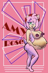 amy_rose big_breasts breasts green_eyes navel nude pink_hair pregnancy pregnant sega sonic_(series) spiccy work_in_progress