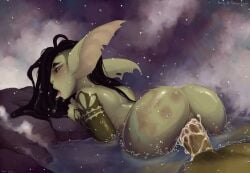 1boy anus ass breasts cum cum_in_pussy dark-skinned_male dark_skin female goblin goblin_female green_skin human_male interspecies interspecies_sex monster monster_girl penis pubes pussy shortstack vaginal_penetration vraz_(anoki)