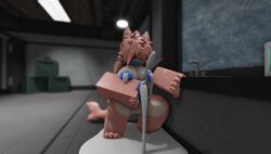 anthro balls breasts cock cum cum_puddle cumshot furry futanari intersex kaiju_paradise lactation masturbating masturbation pseudo_shork_(kaiju_paradise) ravenuwu roblox self_upload