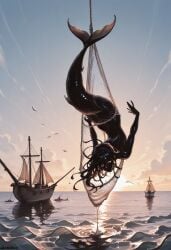 1girls ai_generated aquatic black_body darkeffect female female_focus female_only merfolk mermaid nude nude_female ocean ocean_background solo solo_female solo_focus tagme