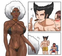1girls 2girls ass big_ass big_breasts big_thighs breasts brown-skinned_female brown_body brown_hair brown_skin bust busty chest curvaceous curvy curvy_figure dark-skinned_female dark_skin digital_media_(artwork) female hips homo_superior hourglass_figure huge_ass huge_breasts huge_thighs james_howlett large_ass large_breasts large_thighs legs light-skinned_male light_skin logan_(x-men) male marvel marvel_comics mature mature_female milf mutant mutant_(marvel) ororo_munroe peter_parker slim_waist spider-man spider-man_(series) storm_(x-men) straight thick thick_hips thick_legs thick_thighs thighs tora_tora voluptuous waist white_hair wide_hips wide_thighs wolverine_(x-men) x-men