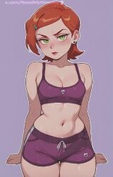 2d ai_generated animated ben_10 cartoon cartoon_network cartoonish cartoony dolphin_shorts gwen_tennyson gwen_tennyson_(classic) looking_at_viewer needmymommy shorts tagme video western_art