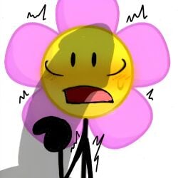 1girls battle_for_dream_island blush female flower flower_(bfdi) funny looking_at_another looking_up male moments_before_disaster object_shows open_mouth penis penis_shadow pointing_at_penis shaking shocked smokerfish sweat sweating white_background