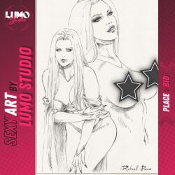 black_and_white breasts breasts_out censored censored_nipples emma_frost female hellfire_club large_breasts lumo_studio marvel marvel_comics rafael_paiva topless topless_female white_queen x-men
