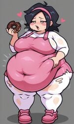 ai_assisted ai_generated big_belly big_breasts black_hair clothed fat fat_female fat_fetish female friday_night_funkin heavy_breathing morbidly_obese morbidly_obese_female nene_(newgrounds) no_pupils obese obese_female pico's_school ripped_clothing sharp_teeth sweat sweaty thick_thighs voluptuous voluptuous_female weight_gain weight_gain_female white_eyes white_pantyhose