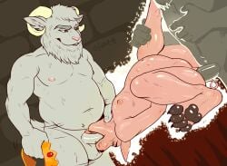 anthro beard bovid caprine crowd domestic_pig facial_hair fellatio female goat group hi_res junkieboi magic male male/male mammal multi_nipple nipples null oral penetration penile penis pussy sex shaved_fur shaved_pussy spitroast suid suine sus_(pig) transformation trio