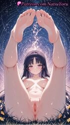 1girls 2025 ai_generated anus bangs barefoot black_hair blackfire blush breasts breasts_apart closed_mouth completely_nude dc dc_comics feet female_only flower foot_focus hi_res highres komand&#039;r legs legs_up long_hair looking_at_viewer medium_breasts natsuyoru navel nipples nude outdoors patreon purple_eyes purple_hair pussy shaved_vagina smile soles solo teen_titans thighs toes uncensored vagina voluptuous voluptuous_female warner_brothers wet