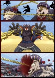 2024 acarius_medjay ambiguous_species anthro armor attack big_muscles blood bodily_fluids bottomwear bracers canid canine chains clothed clothing comic death desert digital_media_(artwork) fatal fox fur gore group headgear headwear hi_res hood killing male mammal multicolored_body multicolored_fur muscular muscular_anthro muscular_male red_body red_fox red_fur sand sweat teofacio_larna topwear true_fox two_tone_body two_tone_fur white_body white_fur xxsparcoxx