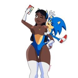 african_american alexurds belly_button big_breasts big_nipples bodysuit breasts brown_eyes closed_eyes excited_expression female full_body hedgehog legs maddie_wachowski nude nude_female original_film paramount_pictures pussy sega selfie sonic_(series) sonic_the_hedgehog sonic_the_hedgehog_(film) sonic_the_hedgehog_(series) sucking thick_legs tika_sumpter vagina vaginal_fluids