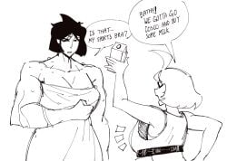 abel_(castieart) after_shower bathilda castieart couple female femboy male muscular muscular_female sports_bra taller_girl towel twink