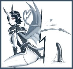 arueshalae darkminou demon_girl demon_horns demon_tail demon_wings dildo dildo_penetration dildo_reveal dildo_sitting female horns looking_at_viewer pathfinder pathfinder_wrath_of_the_righteous pussy pussy_juice red_eyes short_hair sitting sitting_on_dildo smile smug succubus tail wings