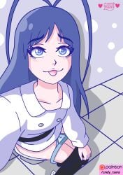 1femboy bathroom bleach bleach:_sennen_kessen-hen bleach:_the_thousand-year_blood_war blue_eyes blue_hair blue_panties blush blush blush_lines cindy_toons femboy femboy_only giselle_gewelle long_hair panties panties_down peeing pov selfie selfie_piss selfie_pose thighs toilet tongue tongue_out trap urine