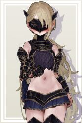 1girls belly belly_button blindfold blindfolded blonde_female blonde_hair ekrea_jan elden_ring female female_only fromsoftware genderswap_(mtf) humanized light-skinned_female light_skin maliketh_the_black_blade petite petite_body petite_female rule_63 tummy