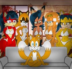 animal_humanoid anthro archie_comics big_breasts black_hair black_nose blue_eyes bra breasts brown_body canid canine clothed clothing digital_creature digital_media_(artwork) domestic_cat echidna eulipotyphlan felid feline felis female fox fur furniture green_eyes group hair hi_res honey_the_cat humanoid larger_female li_moon lynx male male/female mammal marine_the_raccoon mastermochikun meme monotreme nicole_the_lynx panties piper_perri_surrounded procyonid raccoon sega sitting size_difference smaller_male smile sofa sonic_adventure sonic_the_fighters sonic_the_hedgehog_(archie) sonic_the_hedgehog_(comics) sonic_the_hedgehog_(series) tail tails tikal_the_echidna underwear weebmochi69 white_bra white_clothing white_panties white_underwear yaboiskywardmochi1998 yellow_body yellow_fur