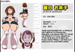 condom editorl english_text huge_ass huge_breasts my_hero_academia ochako_uraraka screenshot_edit text used_condom useless_clothing