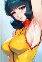 1girls ai_generated armpit armpit_fetish armpits arms_up breasts chocopizza cum cum_on_armpit cum_on_armpits fa_yuiry female gundam looking_at_viewer semen semen_on_body solo solo_female solo_focus zeta_gundam
