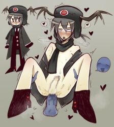 2boys censored digital_media_(artwork) funamusea gay grey_hair half-dressed heart male male/male male_only penis_in_ass scarf unknown_male unseen_character ushanka yaoi young
