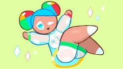 1girls 2d 2d_(artwork) anthro breasts breasts_visible_through_clothing closed_legs clothed clothing color colored cookie_girl cookie_girls cookie_run cookie_run_ovenbreak cookiedroid cyan_eyes cyan_nipples cyan_tongue eyebrows eyelashes female female_focus female_only hair hi_res highres humanoid lime_background looking_at_viewer mouth nipple nipple_bulge nipples_visible_through_clothing no_feet no_hands no_humans one_eye_closed open_mouth pangotime rainbow_hair rainbow_symbol rhombus_shapes see-through see-through_clothing simple_background smile smile_at_viewer solo solo_female solo_focus spread_arms spreading spreading_legs symbol symbol-shaped_pupils symbol_on_chest thick thick_legs thick_thighs video_game_character video_games white_eyebrows white_eyelashes