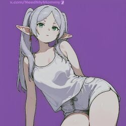 2d ai_generated animated cartoon cartoonish cartoony dolphin_shorts elf elf_ears elf_female frieren looking_at_viewer needmymommy shorts sousou_no_frieren tagme video western_art