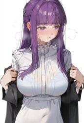 1girls ai_generated big_breasts bra breasts fern_(sousou_no_frieren) purple_eyes purple_hair sousou_no_frieren tagme