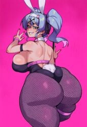 1girls ai_generated ass ass_focus back back_view belly big_ass big_breasts blue_eyes bottom_heavy breasts bubble_butt bunny_ears bunny_girl bunny_tail bunnysuit cleavage cleavage_overflow curvaceous curvy curvy_female curvy_figure cyan_hair fat_ass female female_only fishnets gigantic_ass gigantic_breasts goghkunn hair_ornament hairband hairbow hatsune_miku hourglass_figure huge_ass huge_breasts huge_thighs large_ass large_breasts latex looking_back massive_ass massive_breasts mv_character nail_polish navel navel_visible_through_clothes overflowing_breasts painted_nails pantyhose peace_sign pink_background pink_hair pink_nails playboy_bunny rabbit_hole_(vocaloid) seductive seductive_look seductive_smile shiny_skin sideboob simple_background skindentation slim_waist smile solo solo_female tattoo tattoo_on_face thick_thighs thighs tight_clothing twintails two_tone_hair venus_body vocaloid voluptuous voluptuous_female wide_hips
