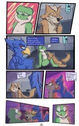 2025 4_fingers 7_panel_comic amphibian anthro anthro_on_anthro anthro_penetrated anthro_penetrating anthro_penetrating_anthro avian balls beak biped bird black_nose blood blue_balls blue_body blue_feathers blue_penis bodily_fluids border canid canine clenched_teeth closed_eyes comic dialogue digital_drawing_(artwork) digital_media_(artwork) ellipsis english_text erection exclamation_point eye_roll falco_lombardi feathers fellatio fingers flaccid fox fox_mccloud frog front_view fur gangbang genitals glans green_body green_skin group group_sex hand_on_hip hand_on_penis handjob hi_res imminent_anal imminent_sex inner_monologue inside interspecies joining_in kickingkeldeo looking_back looking_down looking_pleasured lucky_pierre male male/male male_penetrated male_penetrating male_penetrating_male mammal nervous nintendo nosebleed nude one_eye_closed open_mouth oral oral_penetration page_number penetration penile penis plantigrade profanity question_mark red_background sex simple_background sitting slippy_toad spacecraft spaceship_interior speech_bubble spitroast standing star_fox surprised_expression swallowing sweat sweatdrop tail tail_feathers tan_body tan_fur tan_tail teeth text thinking threesome trio vehicle white_body white_border white_glans white_skin wink winking_at_another yellow_beak yellow_body yellow_fur