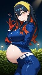 ai_art ai_assisted ai_generated ass belly belly_expansion big_ass big_belly big_breasts big_breasts black_hair breasts carmine carmine_(pokemon) chubby curvy female female hot huge_breasts long_hair pokemon pokemon_(game) pregnant red_hair solo voluptuous voluptuous_female white_skin yellow_eyes