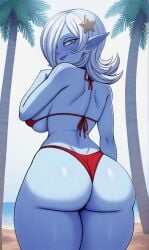 1girls ai_generated ass back back_view backboob background backsack balls ballsack beach big_ass big_breasts bikini blue_skin breasts demon demon_girl dragon_ball dragon_ball_heroes dragon_ball_super dragon_ball_xenoverse dragon_ball_z female lipstick male purple_lipstick seductive seductive_look seductive_smile standing thick_thighs thighs towa white_hair