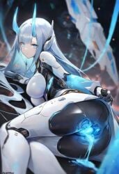 1girls ai_generated android anus blue_pussy cyborg darkeffect female female_focus mechanical presenting presenting_hindquarters pussy rear_view robot robot_girl robot_humanoid solo solo_female solo_focus