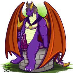 1boy 2018 3_toes aged_up anthro claws cum cum_on_penis cum_on_self dragon erection goblet_(artist) half-closed_eyes horn jewelry looking_down male male_only masturbation necklace nude open_mouth outside pendant penis purple_eyes purple_skin ribbed_penis scalie simple_background sitting solo spyro spyro_the_dragon toe_claws toes video_games well western_dragon wings