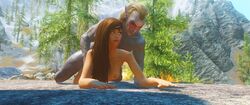 1boy 3d anal balls balls_deep bethesda_softworks big_penis bored brown_hair dark_elf elf female freckles futanari green_eyes horsecock intersex littlehorn long_hair male male_on_futa on_stomach original original_character outside outside_sex penis pose prone prone_bone sasha_(littlehorn) sex size_difference skyrim small_penis speed_bump_position the_elder_scrolls trees uncomfortable wood_elf yellow_eyes