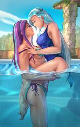 bikini david_delanty eve-ashgrove female friendship_is_magic humanized my_little_pony starlight_glimmer swimsuit trixie_lulamoon yuri